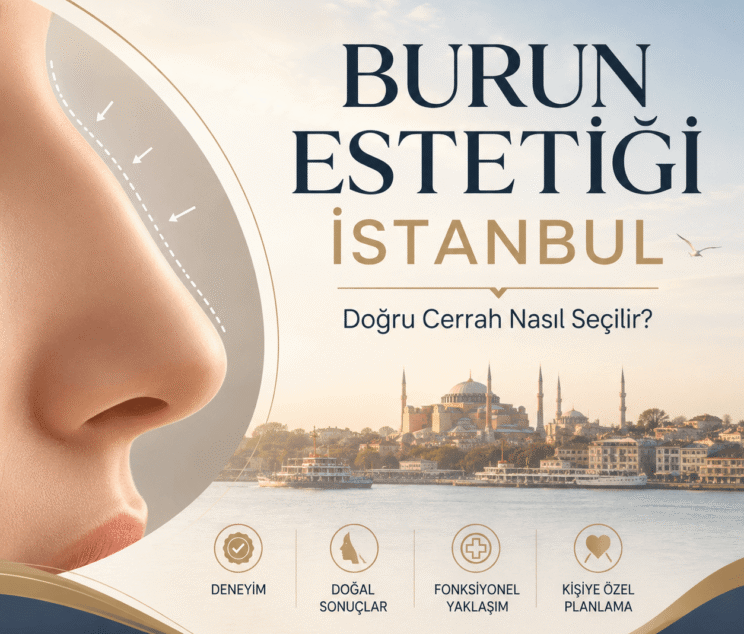 İstanbul'da burun estetiği yaptırmayı planlayanlar için doğal rinoplasti, doğru cerrah seçimi ve estetik planlamayı anlatan blog görseli.