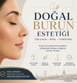 Doğal burun estetiği ve yüze uygun burun tasarımını anlatan, doğal rinoplasti yaklaşımını vurgulayan blog görseli.