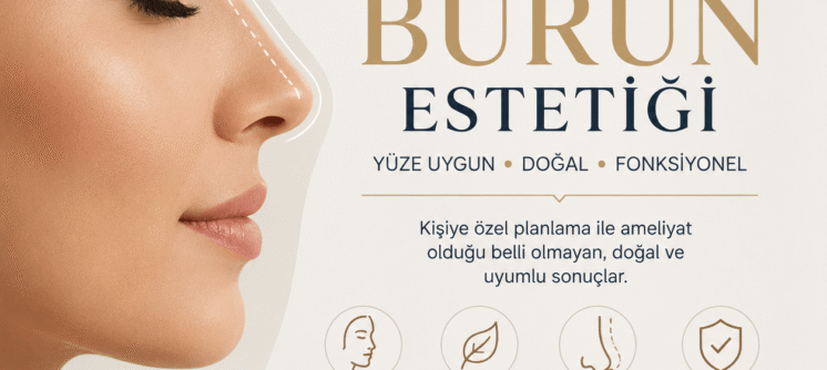 Doğal burun estetiği ve yüze uygun burun tasarımını anlatan, doğal rinoplasti yaklaşımını vurgulayan blog görseli.