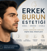 Erkek burun estetiği, doğal ve erkeksi yüz hatlarını koruyan rinoplasti yaklaşımını anlatan blog görseli.