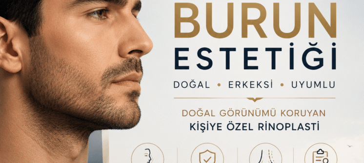 Erkek burun estetiği, doğal ve erkeksi yüz hatlarını koruyan rinoplasti yaklaşımını anlatan blog görseli.